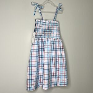 Classic Prep Hadley Dress Girls Size 12 Smocking Plaid Red Blue White